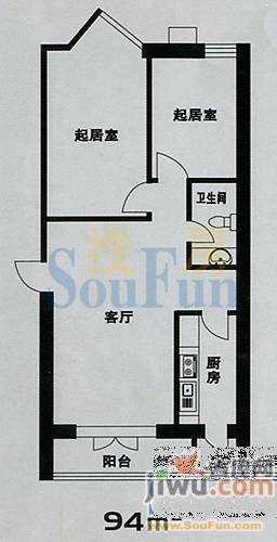 万馨苑2室1厅1卫94㎡户型图