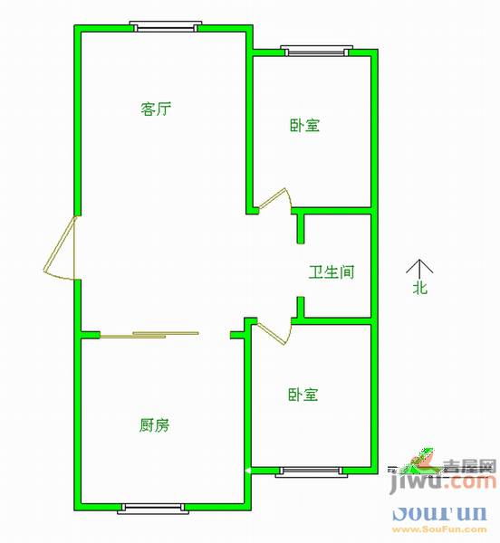 北方航空城1室1厅1卫户型图