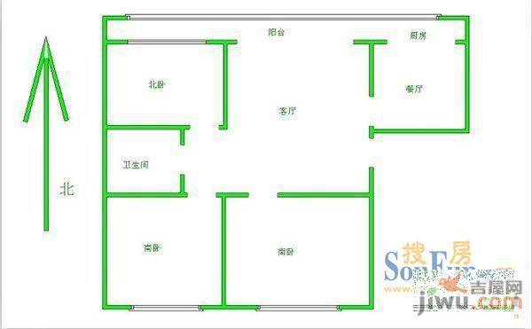 南十社区1室1厅1卫户型图