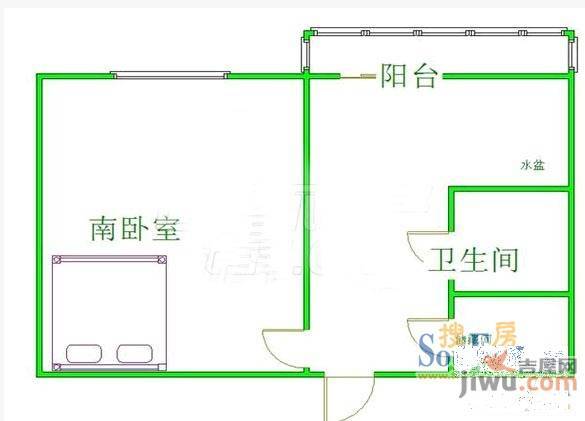 南十社区1室1厅1卫户型图