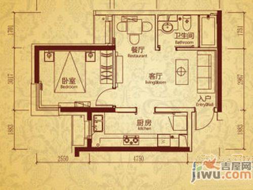 雅宾利花园2室1厅1卫78㎡户型图