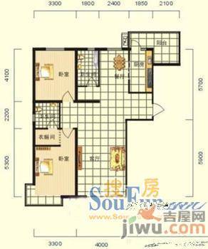 榆林苑2室2厅2卫70㎡户型图