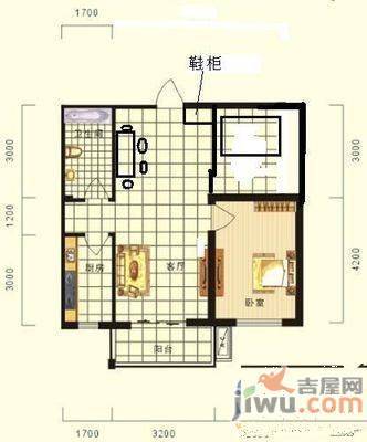 榆林苑2室2厅2卫70㎡户型图