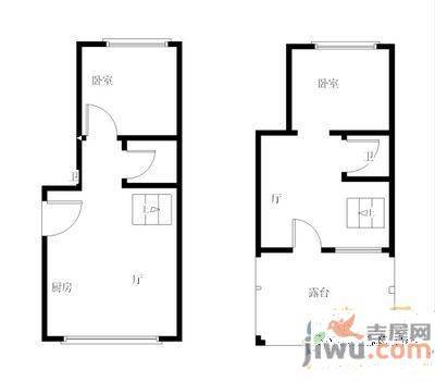 俪华精舍1室1厅1卫42.9㎡户型图