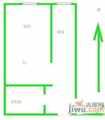 俪华精舍1室1厅1卫42.9㎡户型图