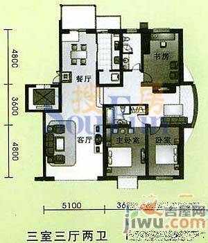 五彩园3室2厅2卫178.4㎡户型图