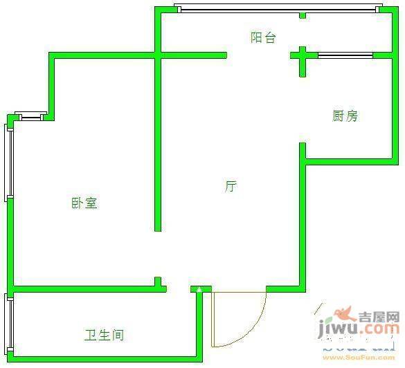 国奥现代城五期1室1厅1卫户型图