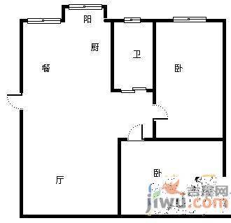 迎宾花园2室1厅1卫98㎡户型图