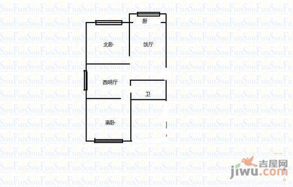 明地家园1室1厅1卫47㎡户型图