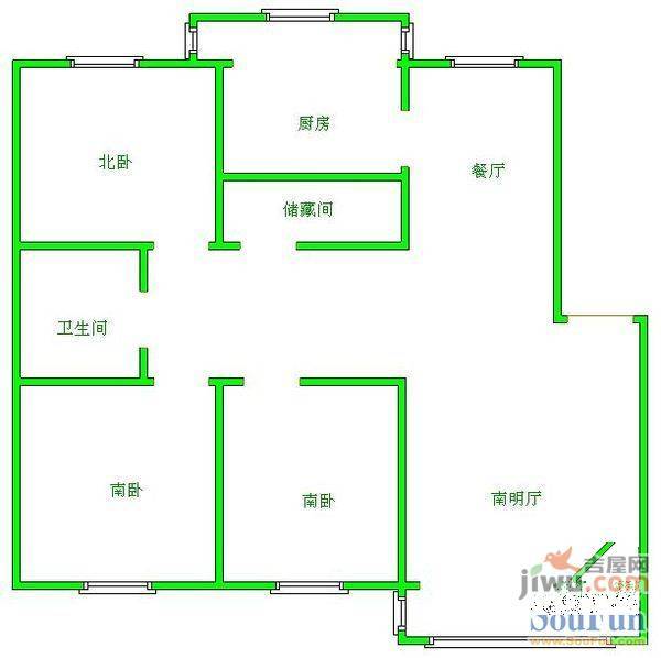 明华欣居园2室2厅1卫80㎡户型图