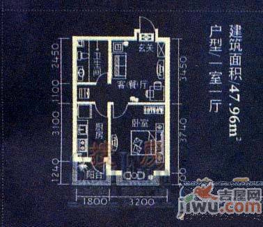 康城茗品1室1厅1卫64.5㎡户型图