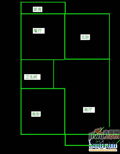 绿园小区2室2厅1卫87㎡户型图