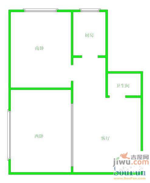 格林MINI2室1厅1卫56㎡户型图