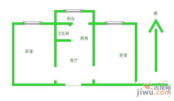 金星小区2室1厅1卫56㎡户型图