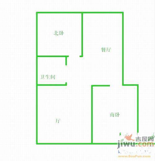 环北家园二期2室2厅1卫102㎡户型图