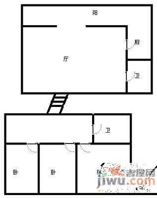 松山南小区2室2厅1卫90㎡户型图