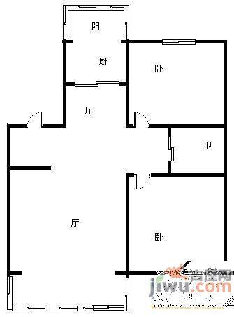 北美家园二期2室2厅1卫77㎡户型图