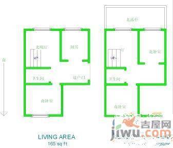 北美家园二期2室2厅1卫77㎡户型图