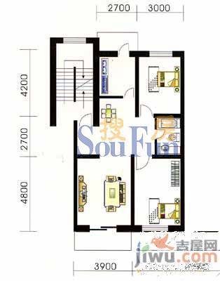 金厦雁翔居3室2厅1卫户型图