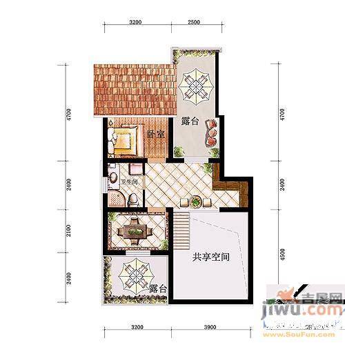 风和美苑1室1厅1卫48.1㎡户型图