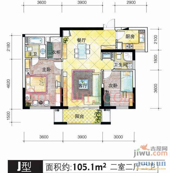 凤凰社区3室1厅1卫76㎡户型图