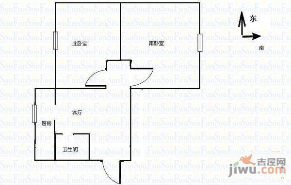 凤凰社区3室1厅1卫76㎡户型图