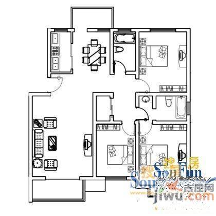 长城小区2室1厅1卫户型图