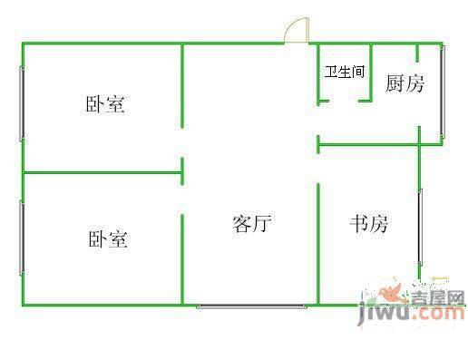 北四栋3室1厅1卫95㎡户型图