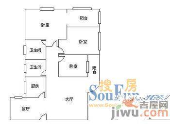 加州花园3室2厅1卫户型图