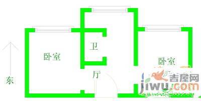 陵西二小区2室1厅1卫60㎡户型图