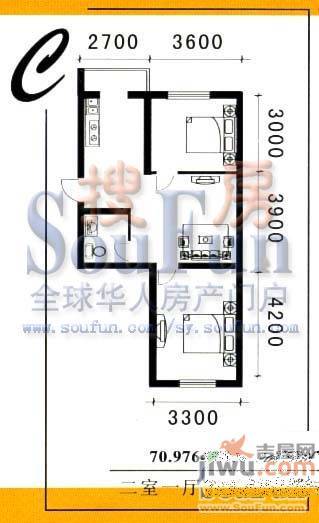 环北花园1室1厅1卫60.2㎡户型图