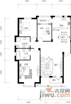 荷兰村花园2室2厅2卫135㎡户型图