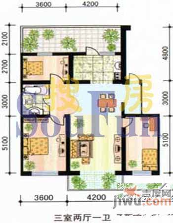 柳条湖幸福家园3室2厅2卫160.8㎡户型图