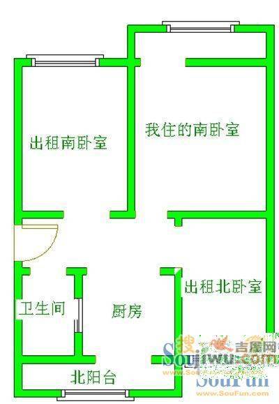 陵西军休家园2室2厅1卫户型图