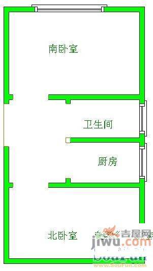 陵西军休家园2室2厅1卫户型图