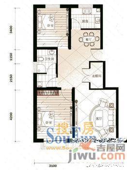 柳岸新居2室1厅1卫户型图