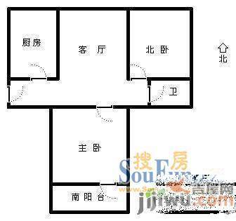 柳岸新居2室1厅1卫户型图