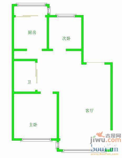 柳岸新居2室1厅1卫户型图