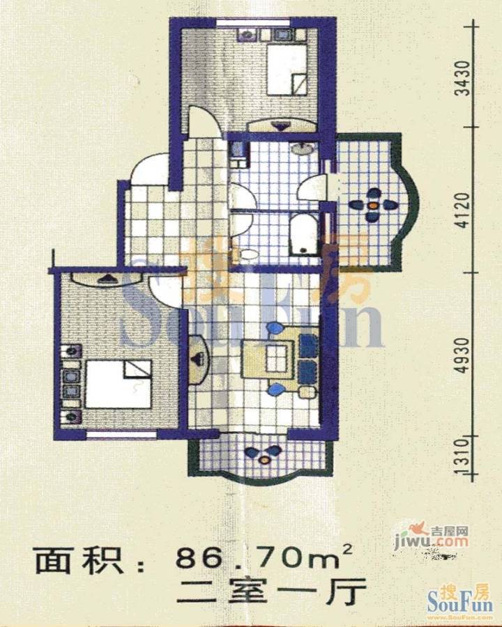 丽仁花园2室1厅0卫户型图