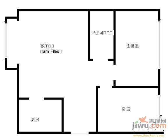 中润国际大厦3室2厅1卫124.3㎡户型图