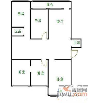 红星社区2室1厅1卫61㎡户型图