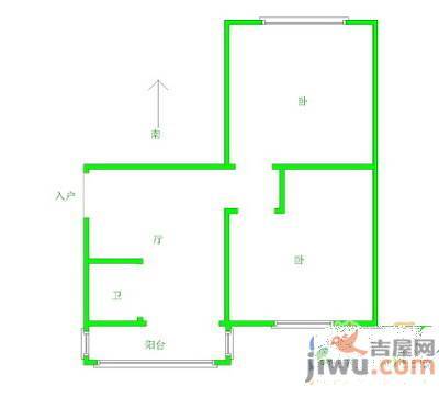 红星社区2室1厅1卫61㎡户型图