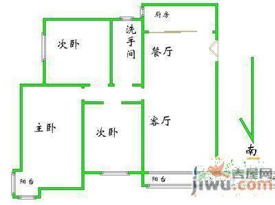 红星社区2室1厅1卫61㎡户型图