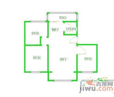 红星社区2室1厅1卫61㎡户型图