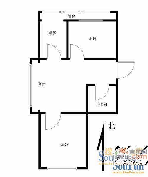 盛华园2室1厅1卫户型图