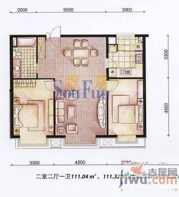 金科名苑2室2厅1卫113㎡户型图