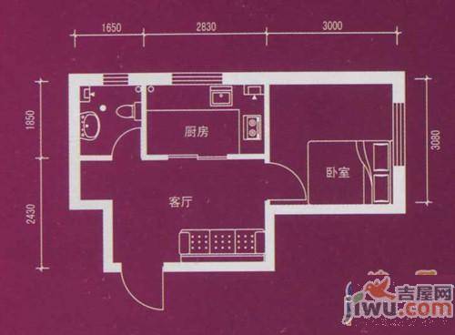 浪漫满屋2室2厅1卫95㎡户型图