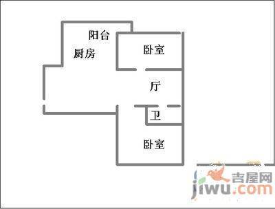 文化宫社区2室1厅1卫50㎡户型图