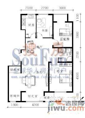 明华西江俪园3室2厅2卫128.2㎡户型图