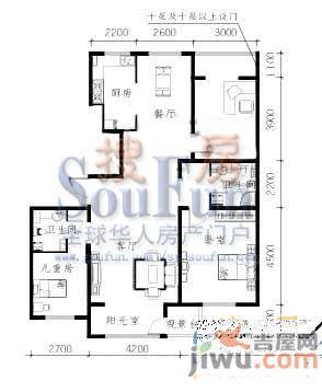 明华西江俪园3室2厅2卫128.2㎡户型图